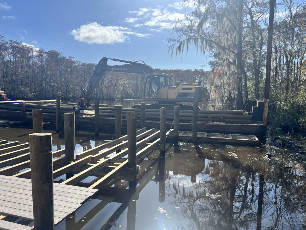construction process of building a custom boathouse