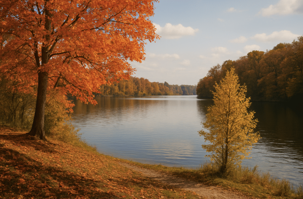 fall landscape on lake pontchartrain