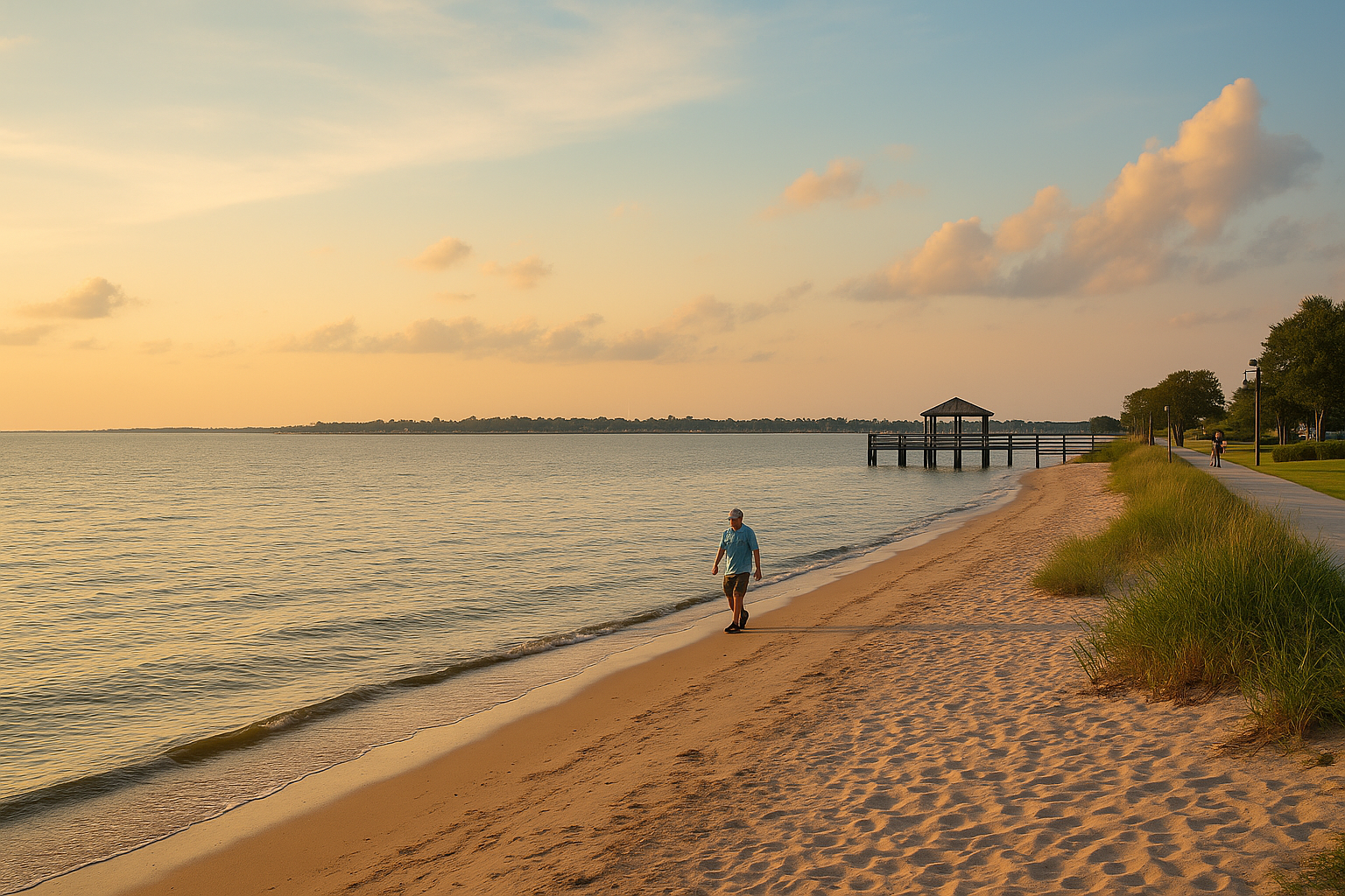man walking on the beach in bay st louis