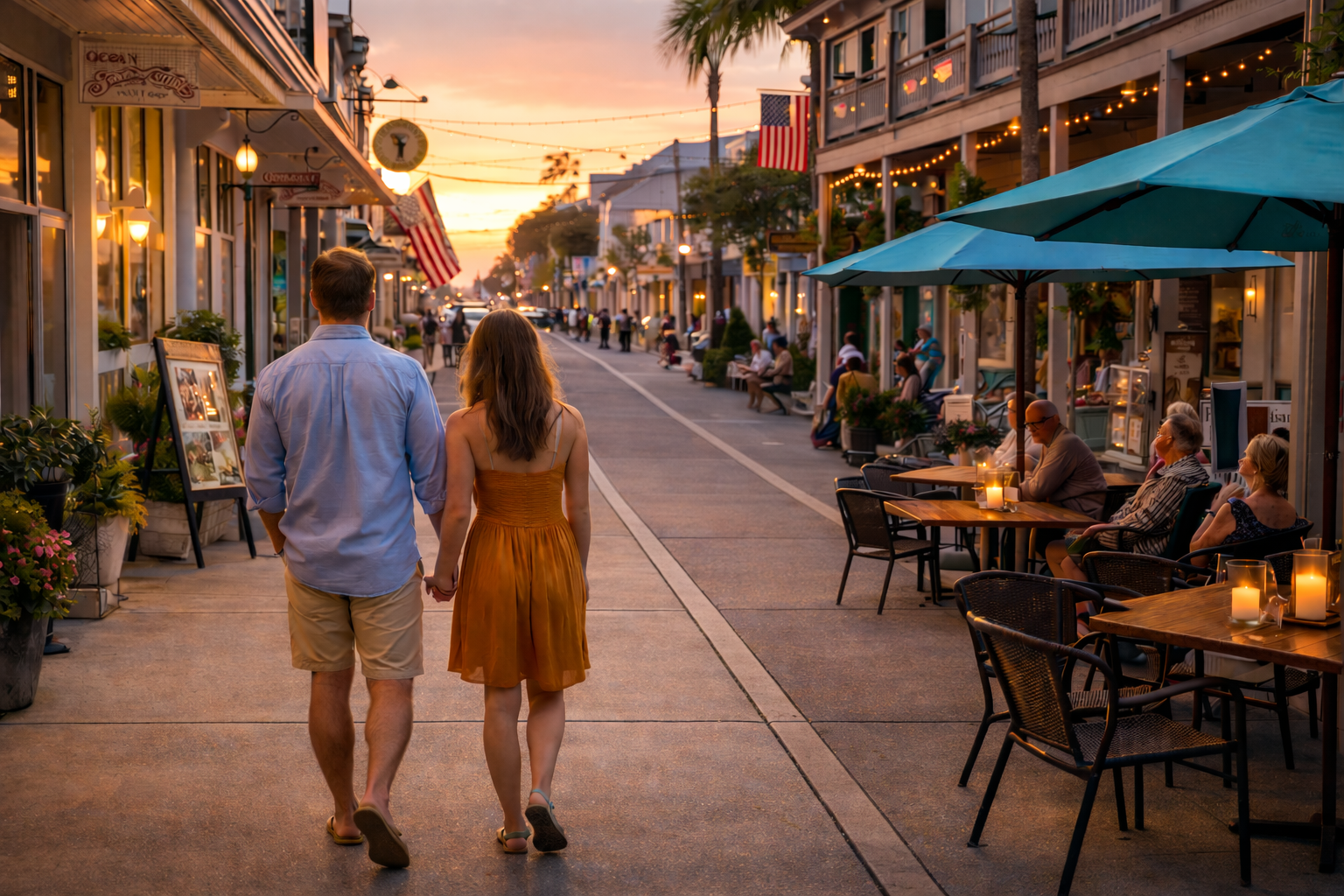 couple walking in bay st louis
