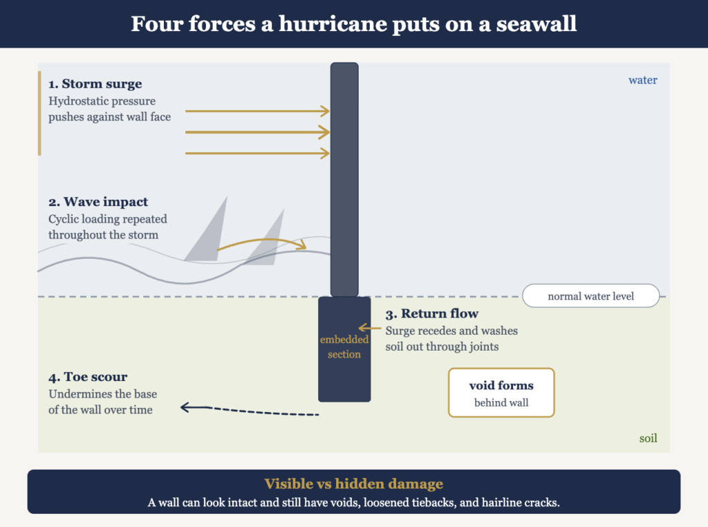 seawall in a hurricane