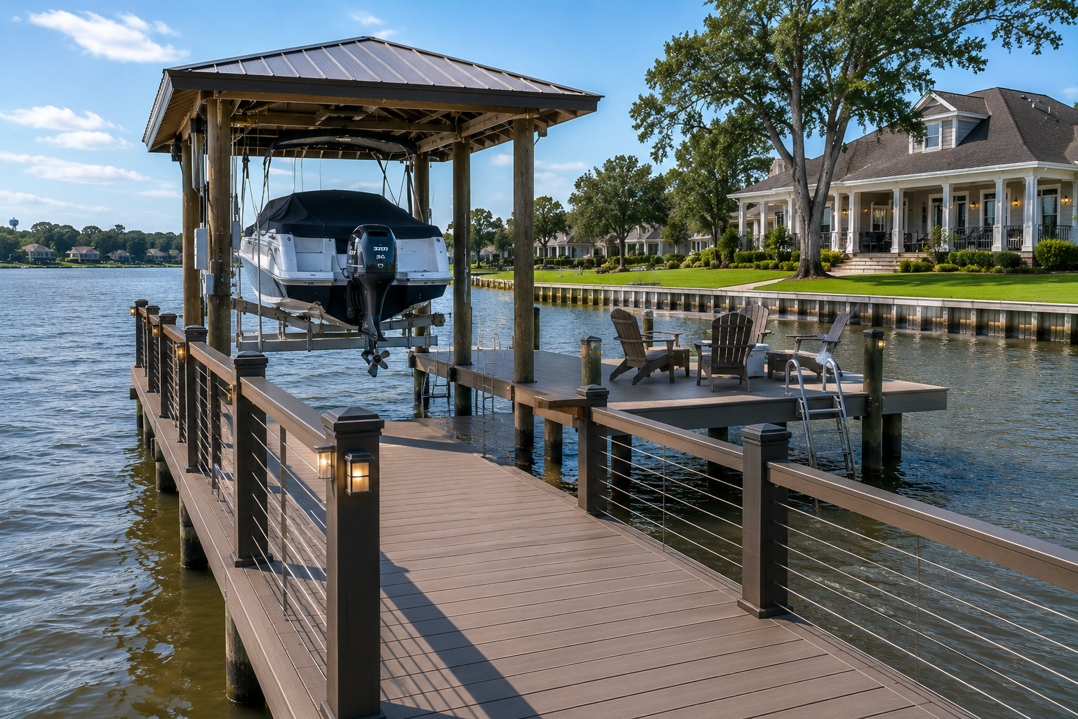 Lakeside dock and boathouse retreat