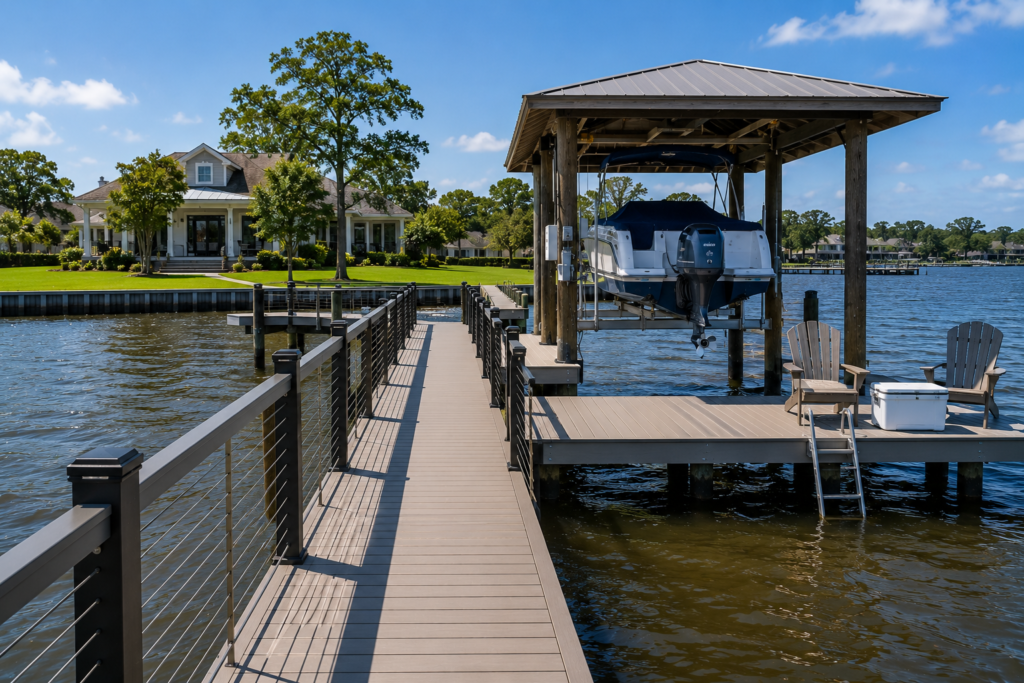Serene lakeside home with dock