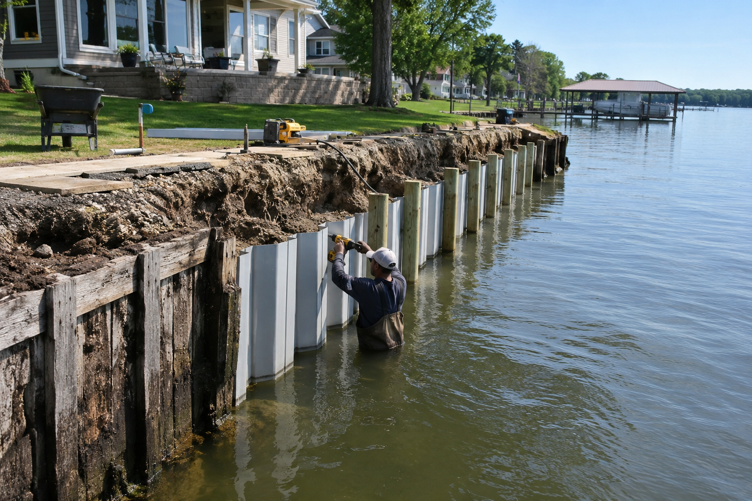 residential seawall in Mandeville