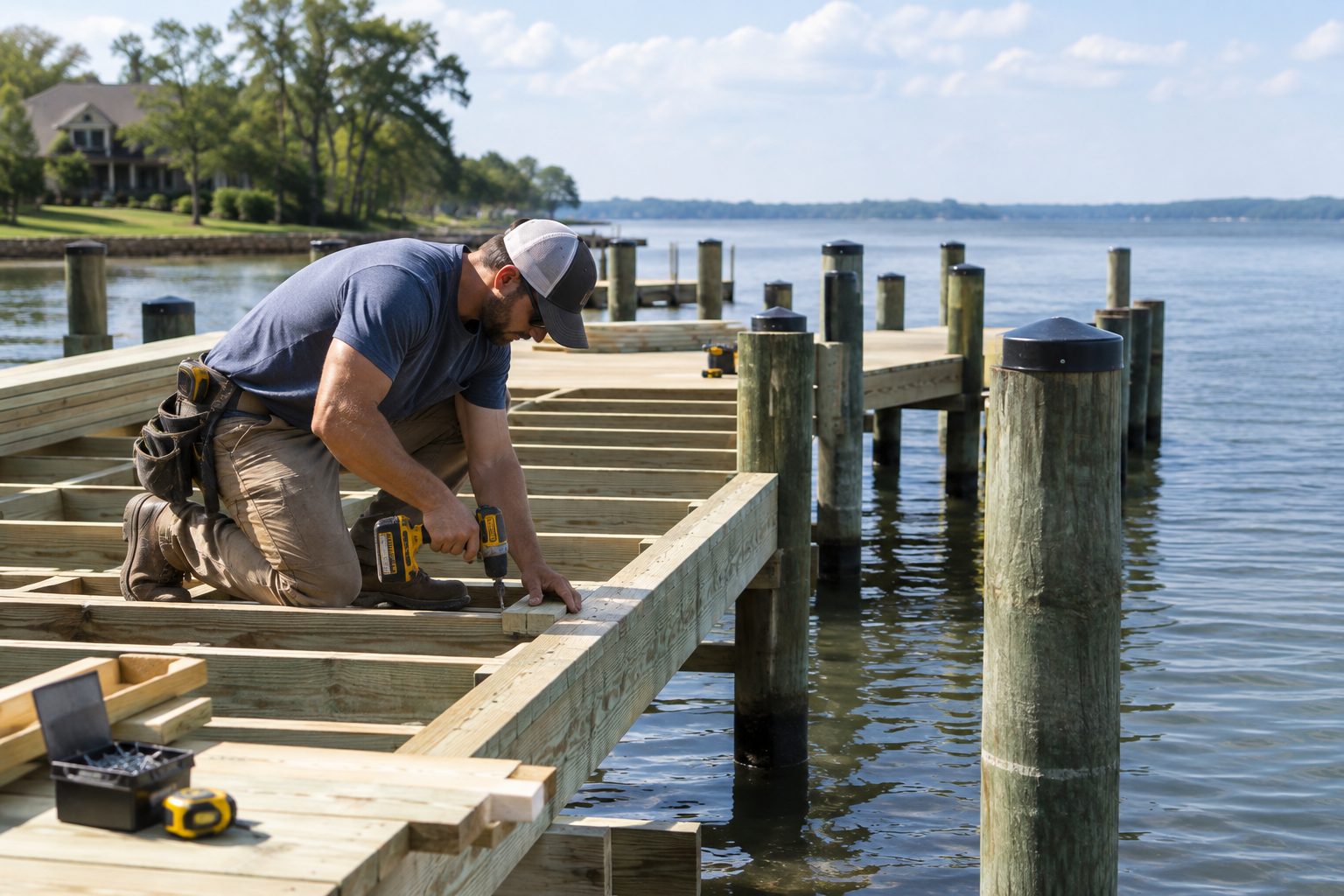 building a residential pier on a lake in the south